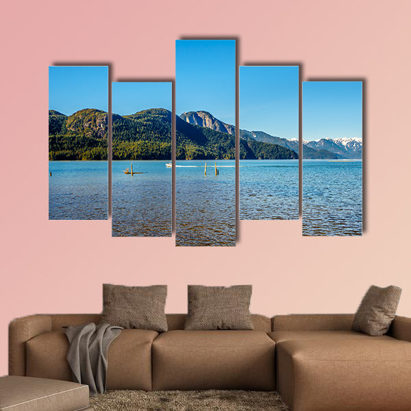Fishing Boat returning from Pitt Lake with the Snow Capped Peaks wall art