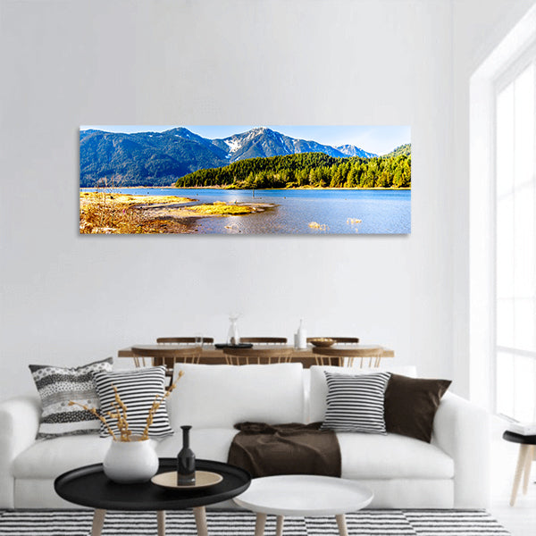 Pitt Lake with the Snow Capped Peaks of the Golden Ears,Fraser Valley of British Columbia, Canada Panoramic canvas Wall Art