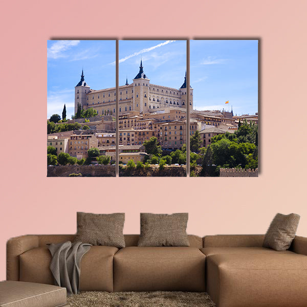 Panorama of the alcazar in Toledo, Spain multi panel canvas wall art