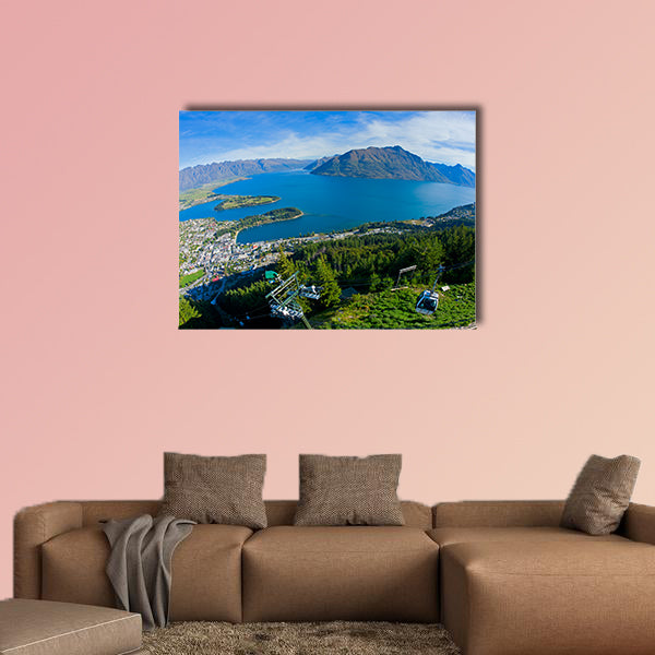 Queenstown and Lake Wakatipu in New Zealand multi panel canvas wall art
