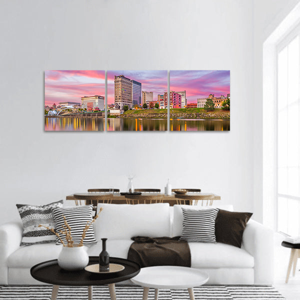 USA downtown skyline on the river panoramic canvas wall art.