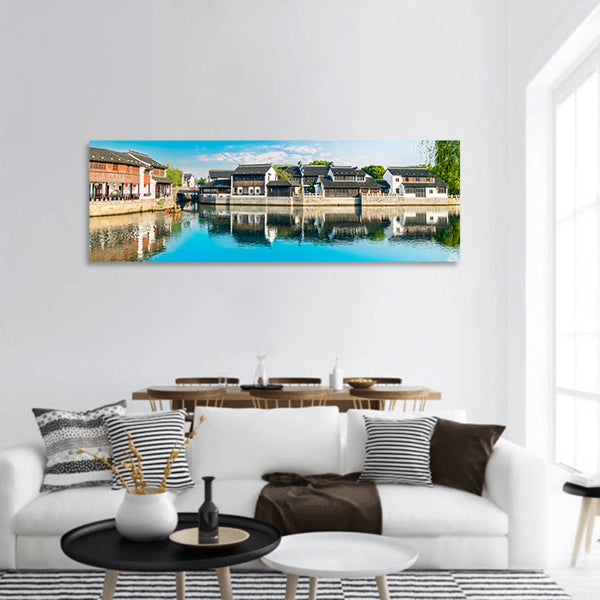 Shantang street with houses panoramic canvas wall art.