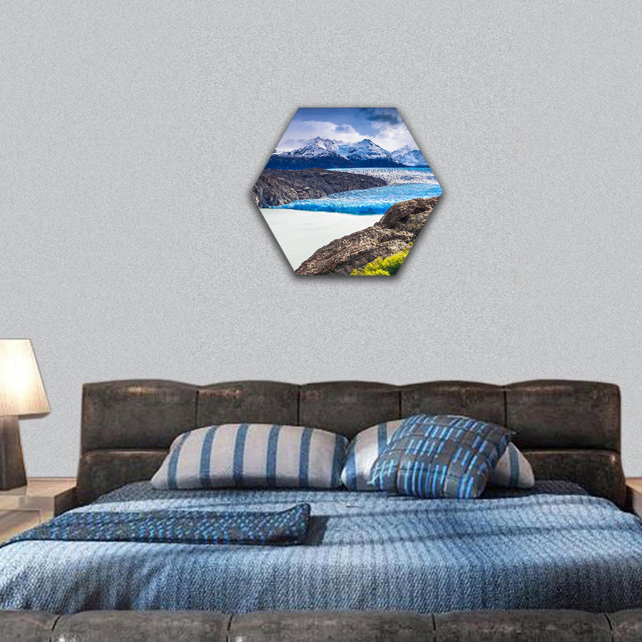 Grey Glacier in Southern Patagonian Ice Field hexagonal canvas wall art