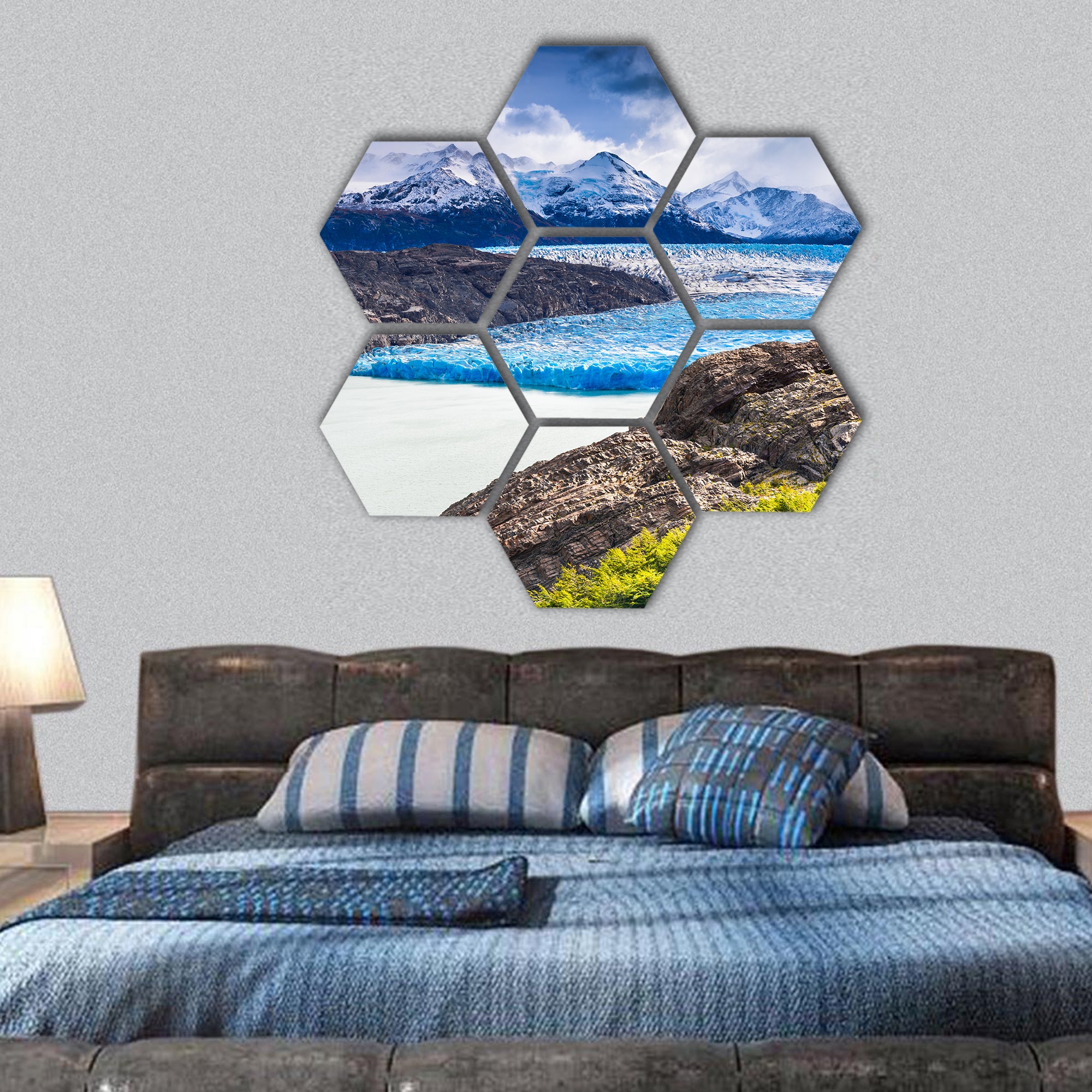 Grey Glacier in Southern Patagonian Ice Field hexagonal canvas wall art