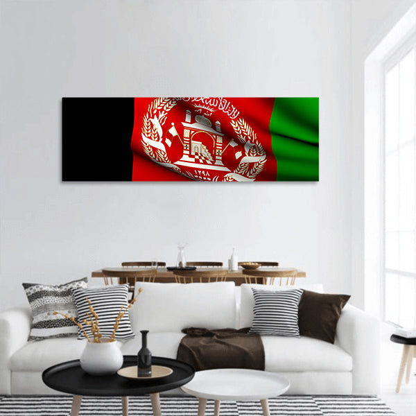 Flying Flag of Afghanistan Panoramic Canvas Wall Art
