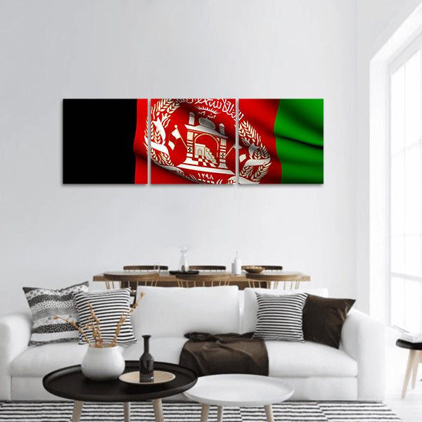 Flying Flag of Afghanistan Panoramic Canvas Wall Art