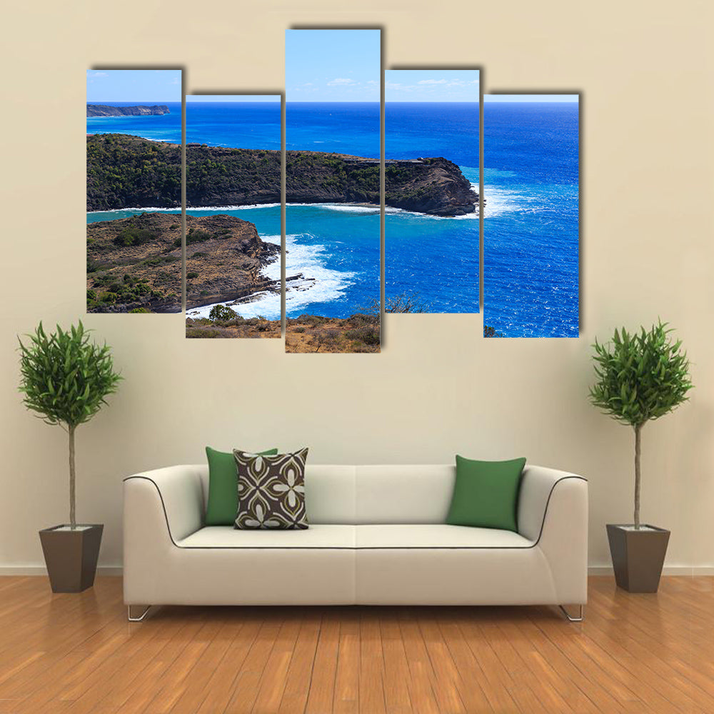 Surf Hitting Bay on Antigua Multi panel canvas wall art