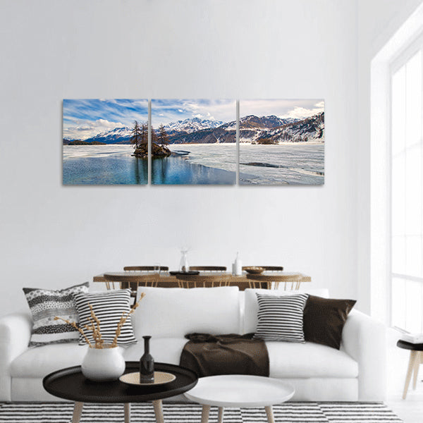 Spring thaw with islet panoramic canvas wall art.