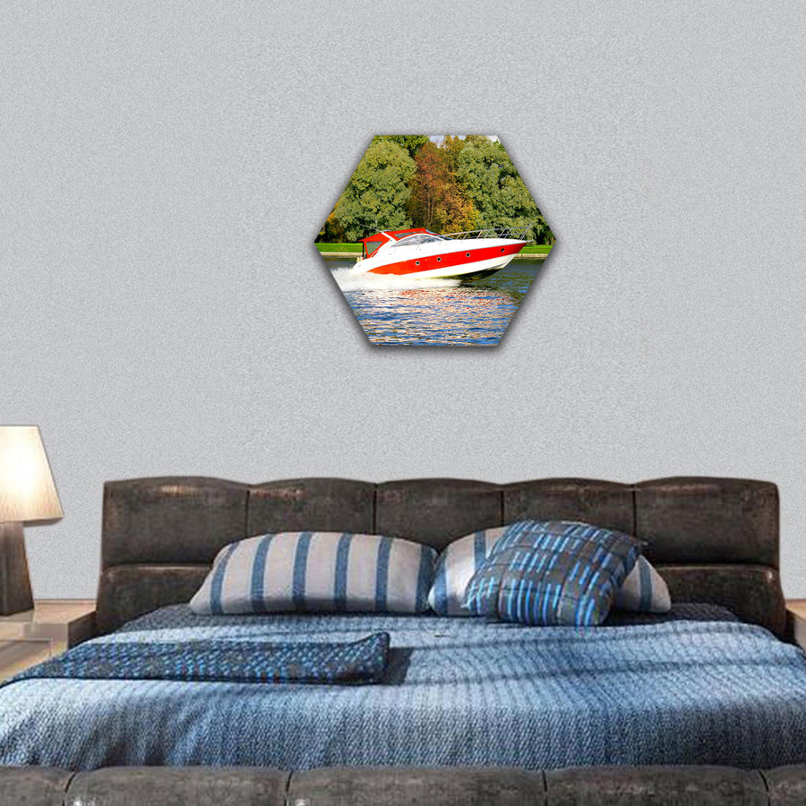 Speed boat fast and furious hexagonal canvas wall art