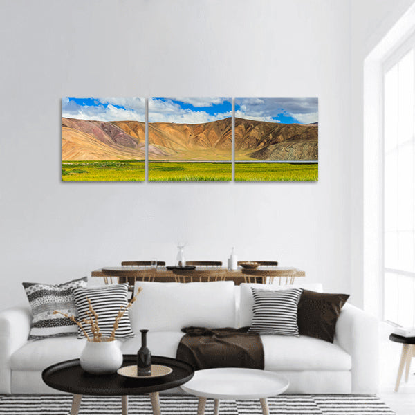 Beautiful view of Bulunkul Lake panoramic canvas wall art.