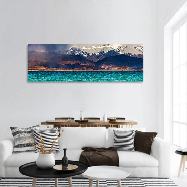 Beautiful view of Karakul lake panoramic canvas wall art.