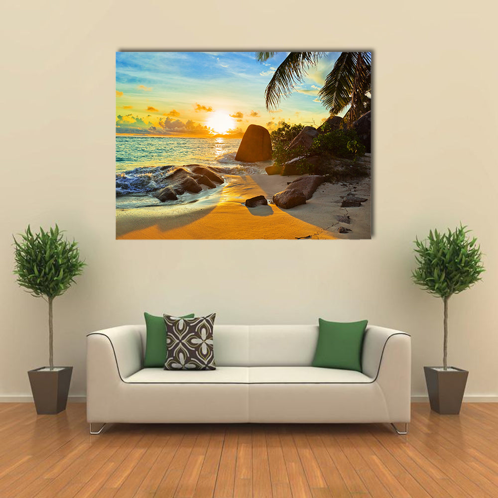 The Natural Background At A Tropical Beach At Sunset Multi Panel Canvas Wall Art