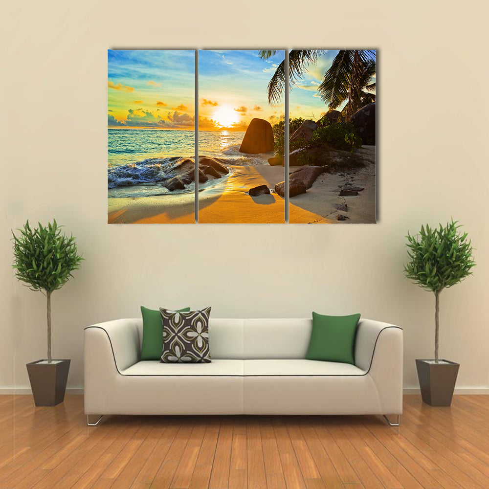 The Natural Background At A Tropical Beach At Sunset Multi Panel Canvas Wall Art