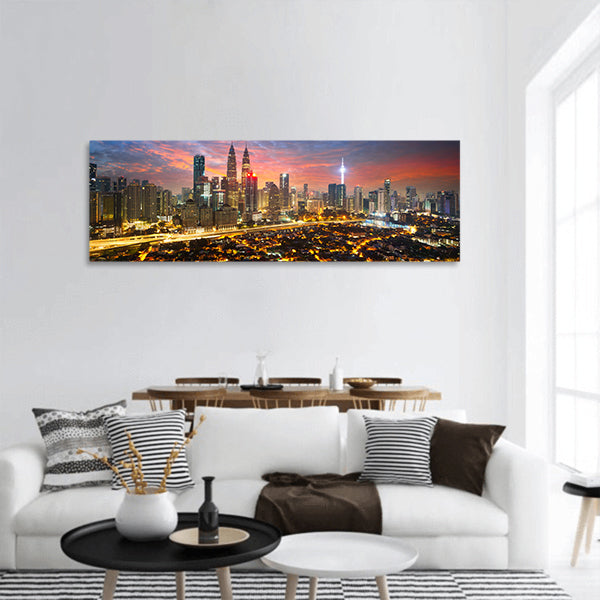 Downtown district panoramic canvas wall art.