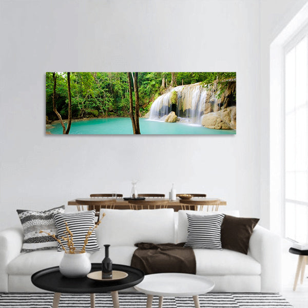 Deep forest Waterfall in Thailand  Panoramic Canvas Wall Art