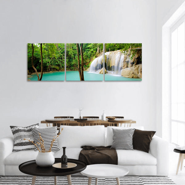 Deep forest Waterfall in Thailand  Panoramic Canvas Wall Art