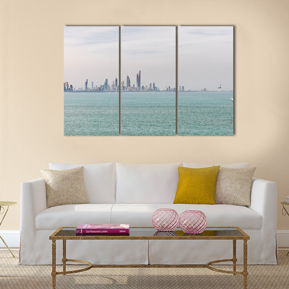Kuwait's coastline and skyline Multi Panel Canvas Wall Art