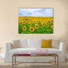 Fine summer field of sunflowers in the blue sky Multi panel canvas wall art