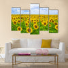 Fine summer field of sunflowers in the blue sky Multi panel canvas wall art