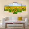 Fine summer field of sunflowers in the blue sky Multi panel canvas wall art