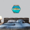 Small island in Aegean sea, Greece hexagonal canvas wall art