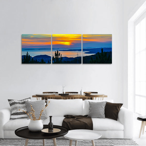 Amazing and colorful sunset panoramic canvas wall art.