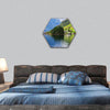 Small town in a Norwegian fiord, Norway hexagonal canvas wall art