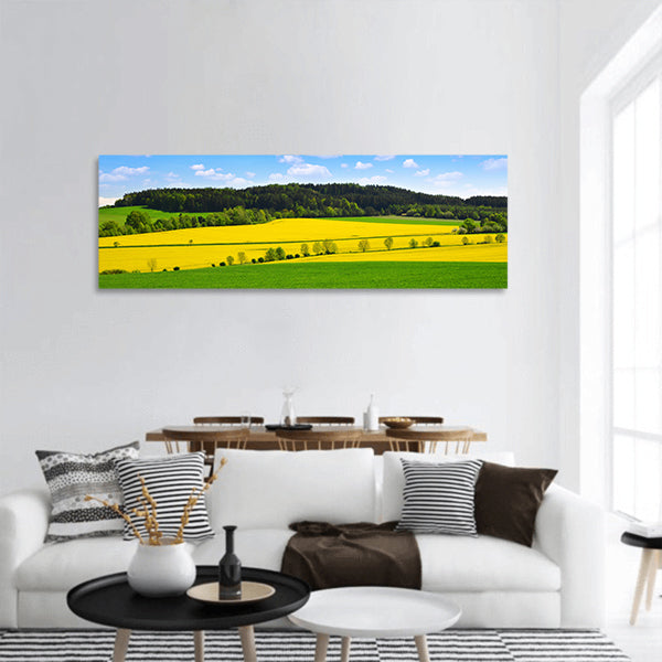 Spring rural landscape panoramic canvas wall art.