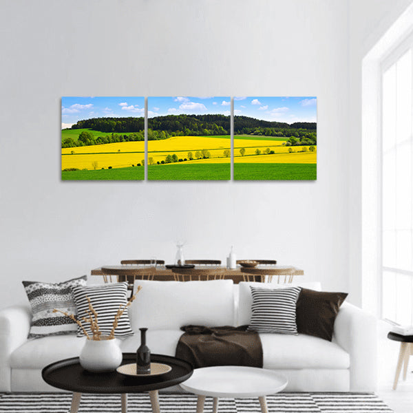 Spring rural landscape panoramic canvas wall art.