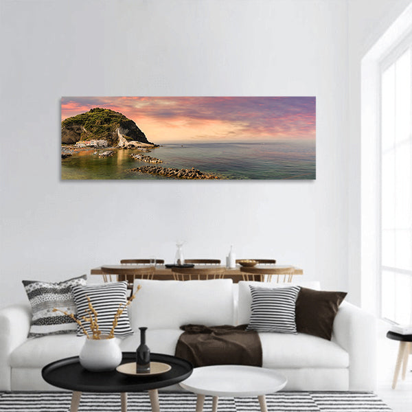 Sunset on Santangelo panoramic canvas wall art.