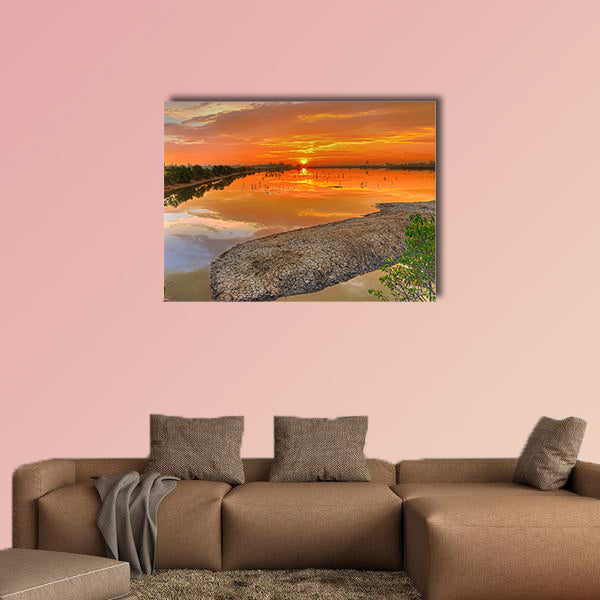 Brilliant sunrise across a river in Sundarban islands wall art