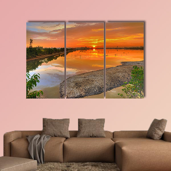 Brilliant sunrise across a river in Sundarban islands wall art