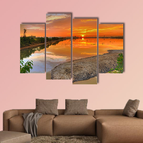 Brilliant sunrise across a river in Sundarban islands wall art