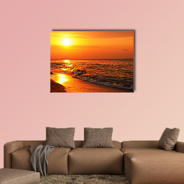 Sunset on the sea Multi panel canvas wall art
