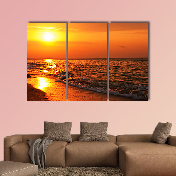 Sunset on the sea Multi panel canvas wall art