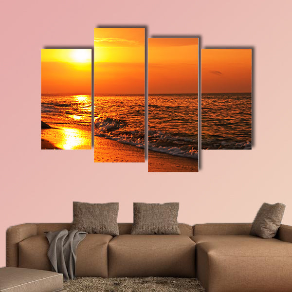 Sunset on the sea Multi panel canvas wall art