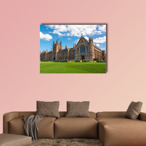 University of Sydney gothic style facade with green grass canvas wall art