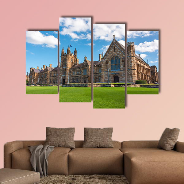 University of Sydney gothic style facade with green grass canvas wall art