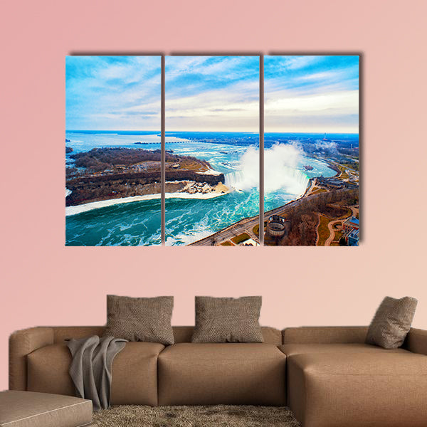 Niagara falls between United States of America canvas wall art