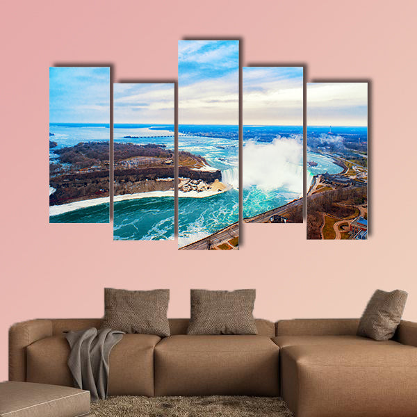 Niagara falls between United States of America canvas wall art