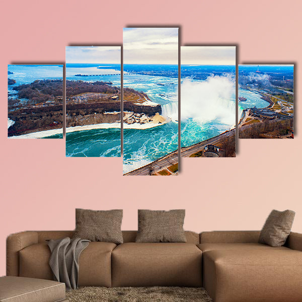 Niagara falls between United States of America canvas wall art