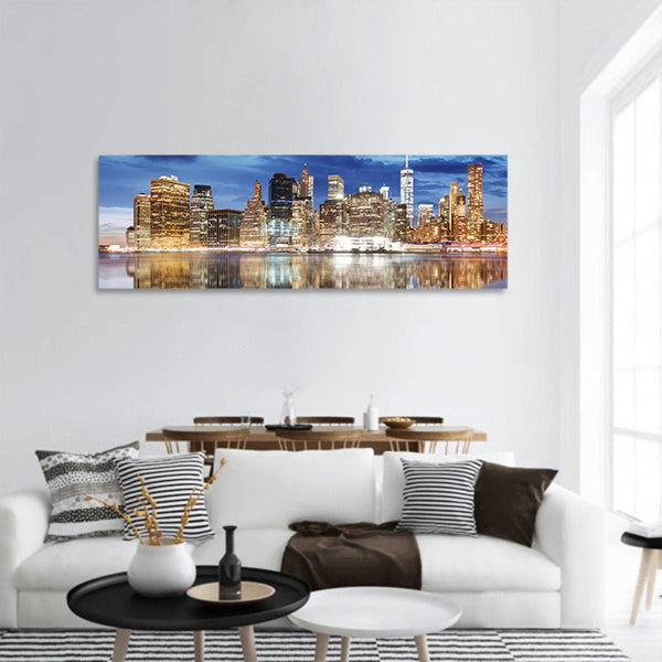 Manhattan skyline, New York panoramic canvas wall art.
