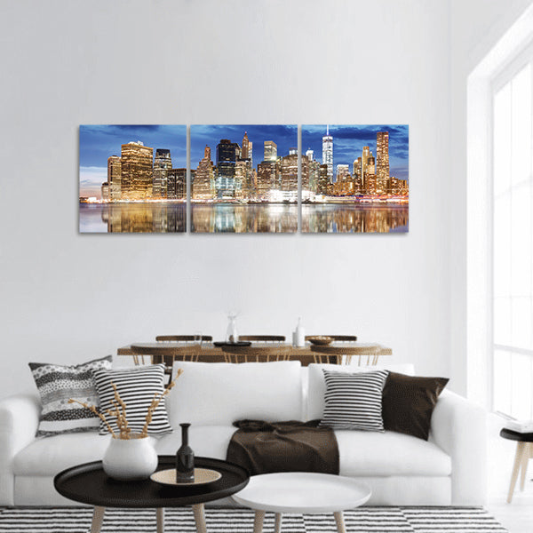 Manhattan skyline, New York panoramic canvas wall art.