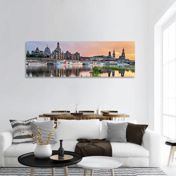 Beautiful mountain village landscape panoramic canvas wall art.