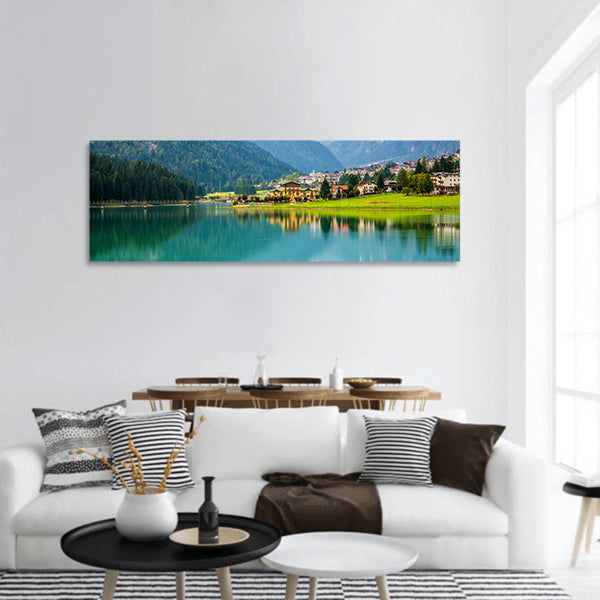 Beautiful mountain village landscape panoramic canvas wall art