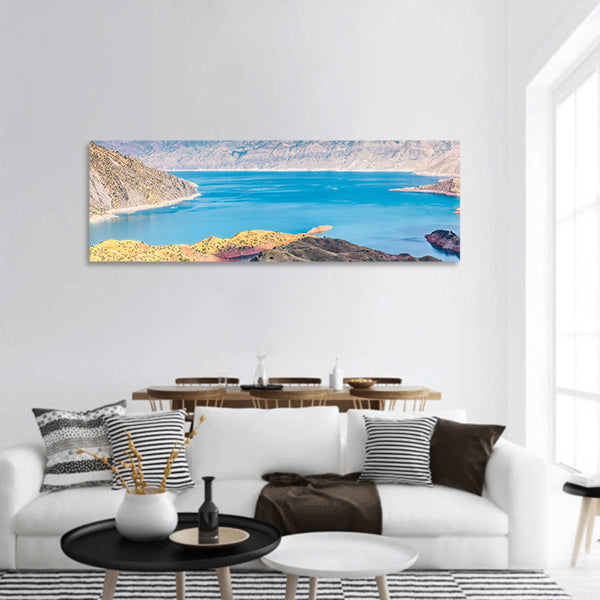 Beautiful view of Nurek Reservoir panoramic canvas wall art