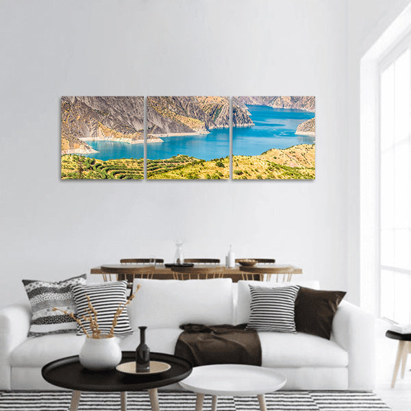 Beautiful view of Nurek Reservoir panoramic canvas wall art