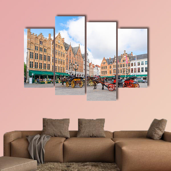 The Markt of Bruges in the heart of the city, Belgium multi panel canvas wall art