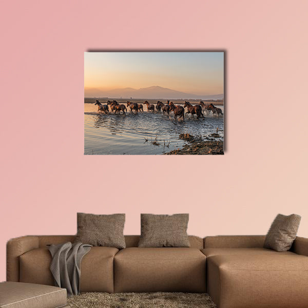 Sequenced wild horses multi panel canvas wall art