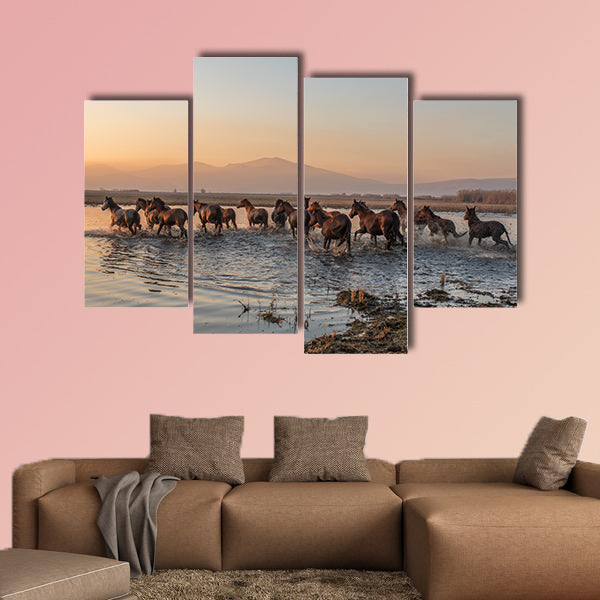 Sequenced wild horses multi panel canvas wall art